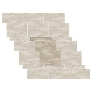 Running Bond Pattern Porcelain Paver: Silver Travertine