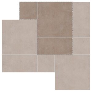 12" Roman Pattern Porcelain Paver: Light Coffee Limestone