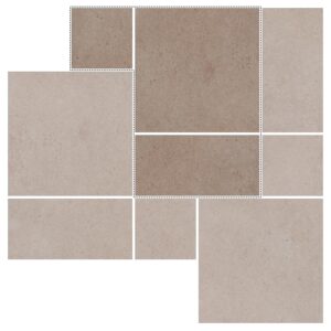 6" Roman Pattern Porcelain Paver: Light Coffee Limestone