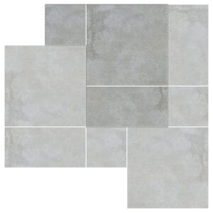 12" Roman Pattern Porcelain Paver: Silver Limestone