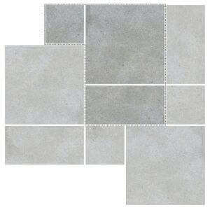 6" Roman Pattern Porcelain Paver: Silver Limestone