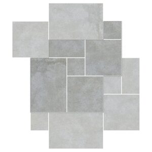 6" Versailles Pattern Porcelain Paver: Silver Limestone