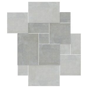 12" Versailles Pattern Porcelain Paver: Silver Limestone