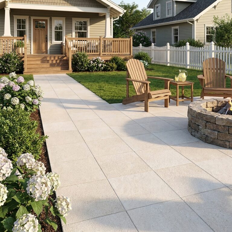 24″ X 24″ Porcelain Paver: Silky Stone Light