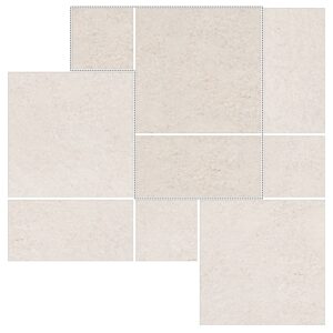 6" Roman Pattern Porcelain Paver: Saramago Limestone