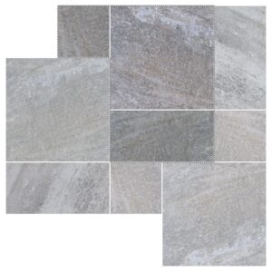 12" Roman Pattern Porcelain Paver: Silver Quartz