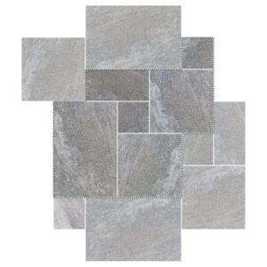 12" Versailles Pattern Porcelain Paver: Silver Quartz