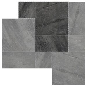 12" Roman Pattern Porcelain Paver: Grey Quartz