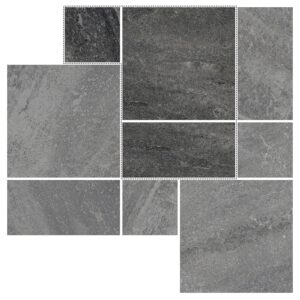 6" Roman Pattern Porcelain Paver: Grey Quartz