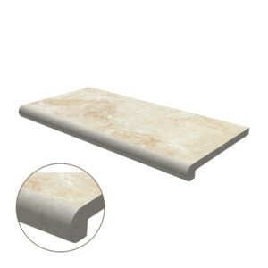 Double Half Bullnose Porcelain Coping: Ivory Travertine