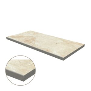 Eased Edge Porcelain Coping: Ivory Travertine