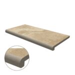 Double Half Bullnose Porcelain Coping: Navona Travertine