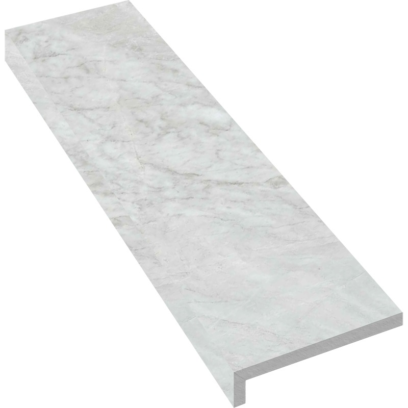 12" X 48" Coping with 2" Mitered L-Shape Drop: Pietrasanta Bianco