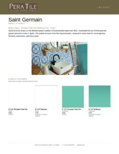 Saint Germain line sheet