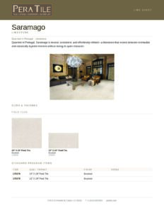 Saramago line sheet